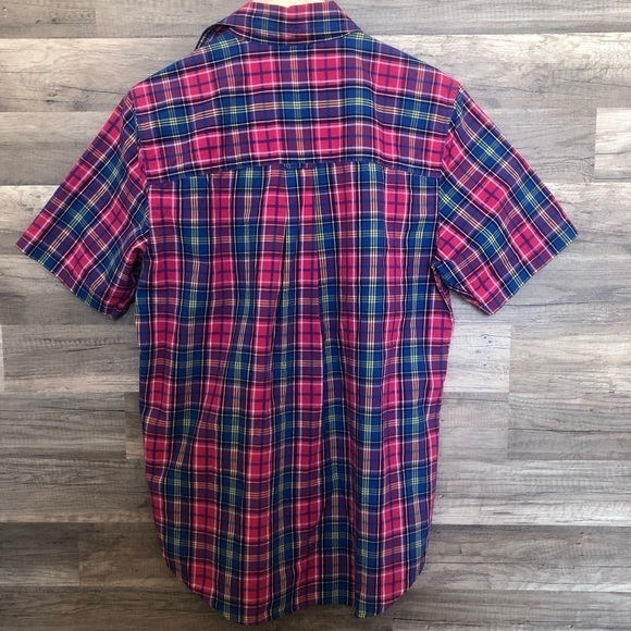 Chaps Easy Care Plaid Short Sleeved Button Down Shirt Small - Picture 7 of 9